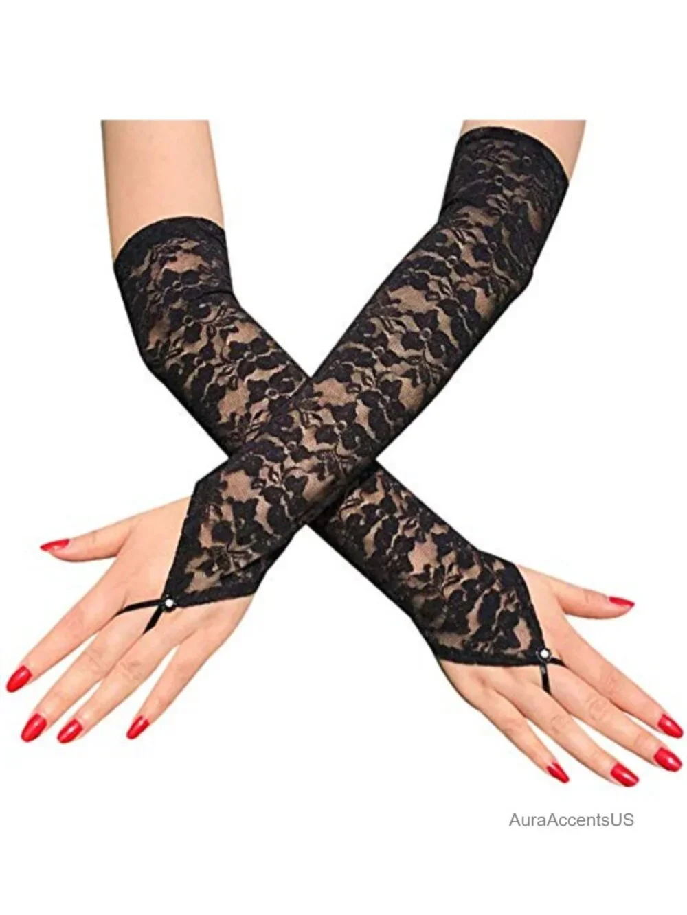 Fingerless Lace Elbow-Length Gloves for Women - Cosplay 20s Accessories